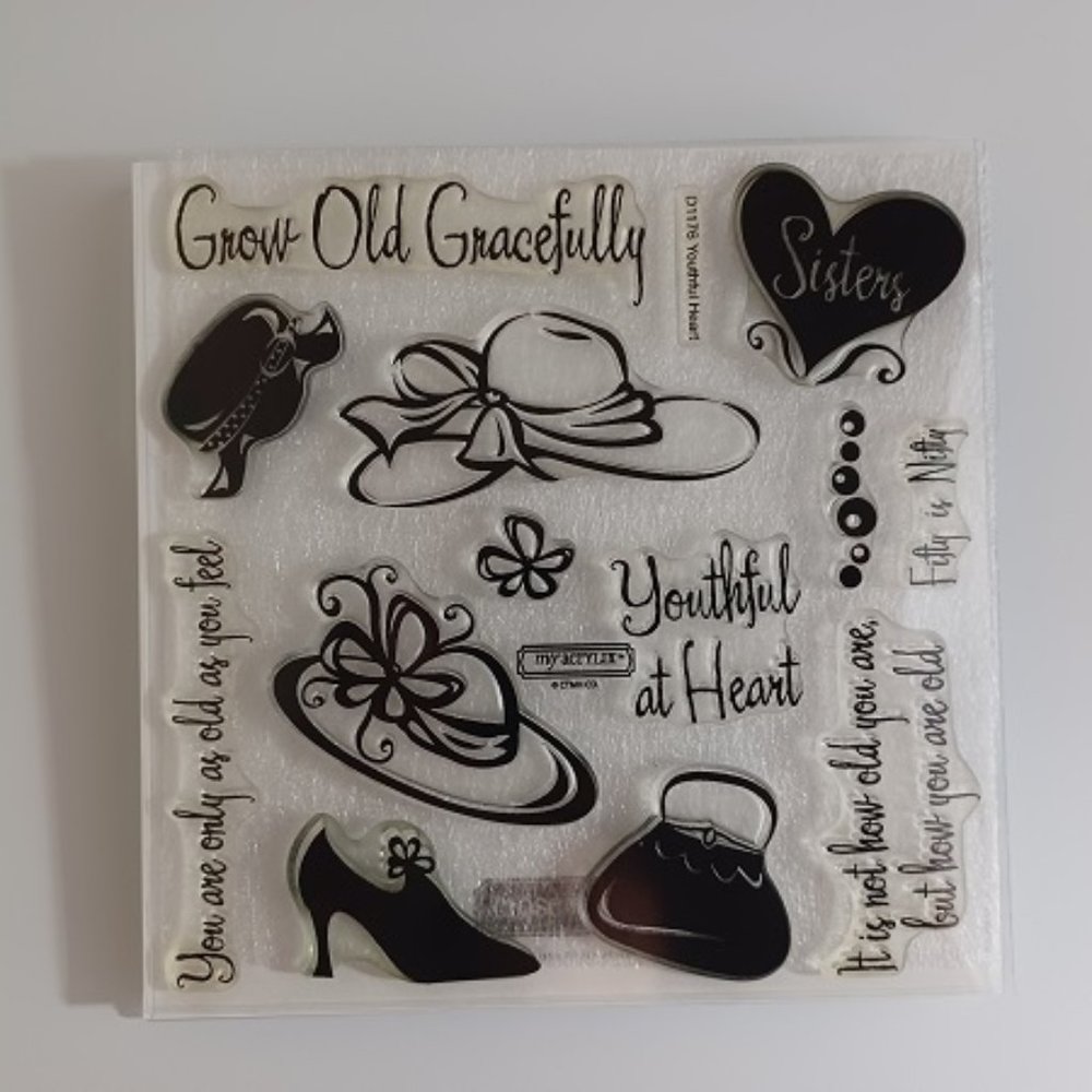 Close to My Heart CTMH D1176 Youthful Heart Clear Acrylic Stamp Set - Retired